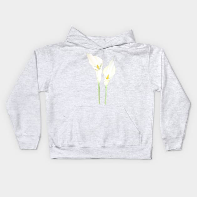 2 white calla lily watercolor Kids Hoodie by colorandcolor